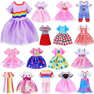 Hungdao 16 Pcs Girl Boy Doll Clothes Lovely Outfits Mini Doll Clothes 6 Inch Dolls Accessories for Kids Birthday Outfit(Beautiful Girls)