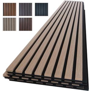 NeatiEase Wood Slat Wall Panels, 4-Piece 96" x 12.6", Soundproof Acoustic Wall Panels for Interior Decor, Noise Cancelling (Rustic Oak)