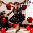 PinkSheep Girls Costume Set,Led Light Up Girls Tutu Skirt with Headband Bow Tie, Kids School Party Outfit Dress Up Cosplay (Medium, Skull Black)