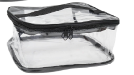 1 Pcs Portable Clear Makeup Bag, Transparent Black Border PVC Zipper Travel Storage Pouch With Handle, Waterproof Cosmetic Toiletry Bag Small Foldable Storage Pouch