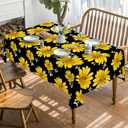Horaldaily Summer Tablecloth 6084 Inch Rectangular, Yellow Sunflower Bumble Bee Black Fall Washable Table Cover for Party Picnic Dinner Decor