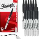 Sharpie Retractable Permanent Markers, Fine Tip, Black, 12 Count - Desk, Classroom, Office Supplies