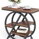 End Table, Narrow Side Table with 4-Tier Large Storage Space, Modern Bedside Table for Living Room, Home Office, Bedroom, Brown
