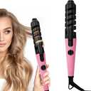 Anti-Scald Ceramic Curling Wand,Portable Curling Iron,Automatic Spiral Hair Curler for Women,Detangle Scald-Free Fast Heating Rollers Suitable for Long and Short Hair Styling(Pink01)
