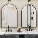 Suidia 24" x 36" Bathroom Mirror, Bathroom Vanity Mirror Metal Framed, Wall-Mounted Mirrors for Bedroom, Living Room, Entryway, Hallway, Black, Arch Style