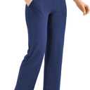 Walifrey Wide Leg Yoga Pants for Women, Loose Stretch Sweatpants with Pockets Casual Lounge (Blue, M)