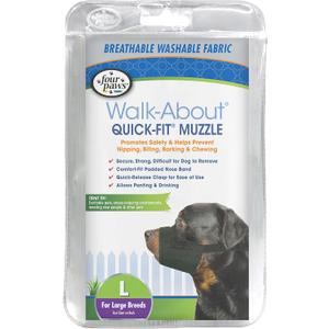 Four Paws Walk-About Quick-Fit Adjustable Dog Muzzle for Large Dogs, Washable & Breathable, Black, 1 Count