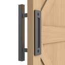 SANKEYTEW 12" Sliding Barn Door Handle Pull and Flush Hardware Set, for Barn Door Gates Garages Sheds, Rustic Style, Black Square
