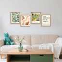 GUMEYJIA Modern Wall Art Print Set 4 Piece Wall Decor Collection Botanical Verde Desert Contemporary Van Gogh Garden Inspirational Quote Wood Frame (8"x10") (Multicolor)