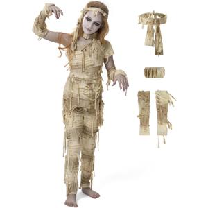 Spooktacular Creations Halloween Mummy Costume for Kids, Mummy Costume for Girls, Halloween Role Play & Dress Up (Large(9-10 yrs))