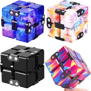4 Packs Infinity Cube Toy Stress Relieving Game for Kids and Adults,Cute Mini Unique Gadget Anxiety Relief Kill Time Magic Puzzle Flip ADD, ADHD, Killing (Multicolored)