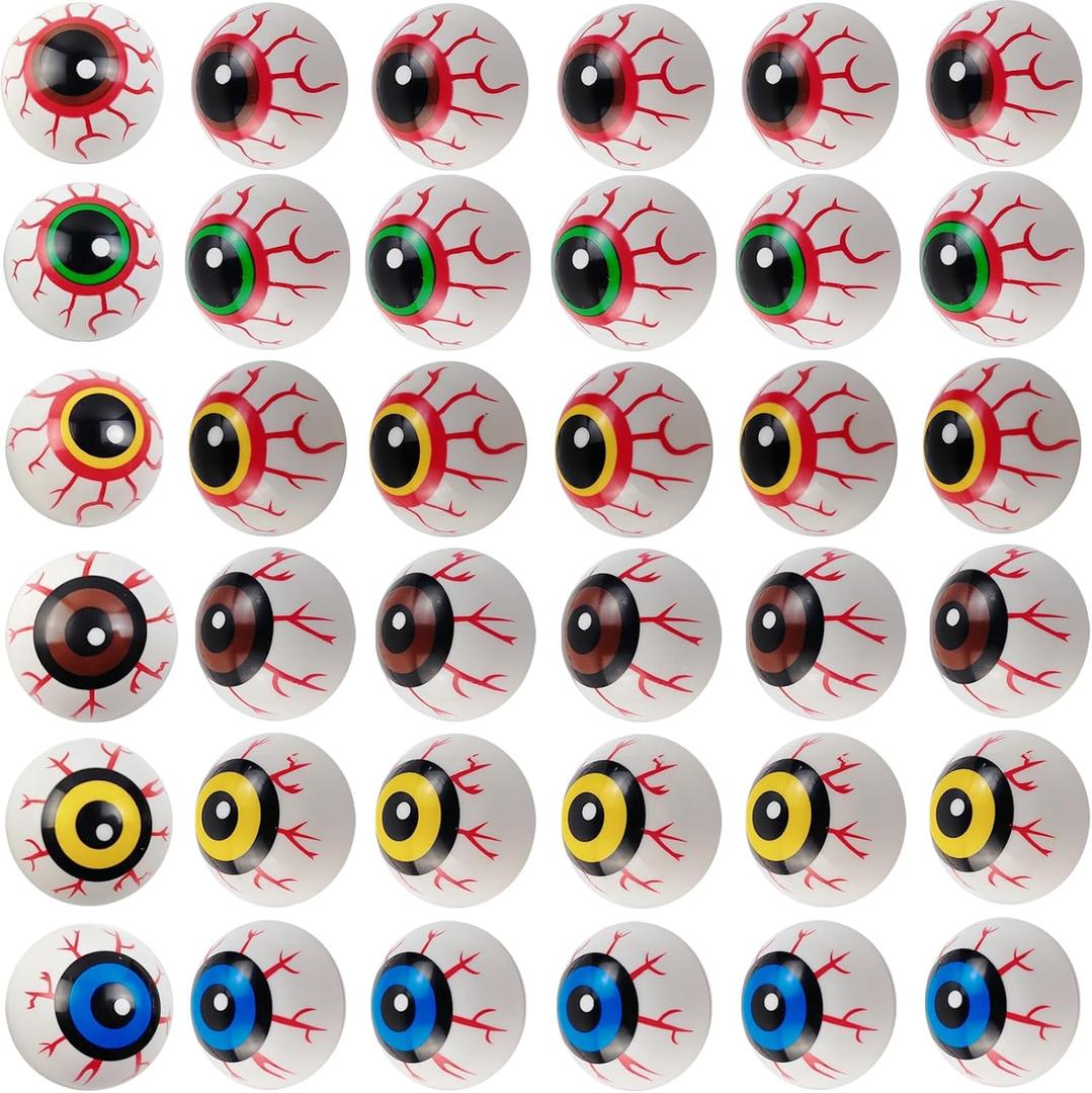 48PCS 33mm Halloween Eyeballs Plastic Half Eyeballs Spooky Scary Horror Props for Halloween Trick or Treat Party Cosplay