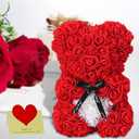 Double Couple Gift for Mom Women-Rose Cute Bear - Rose Adorable Teddy Artificial Bear - Best Gift for Valentines Day, Mothers Day, Anniversary, Birthdays - Clear Gift Box Included! 10 Inches Tall