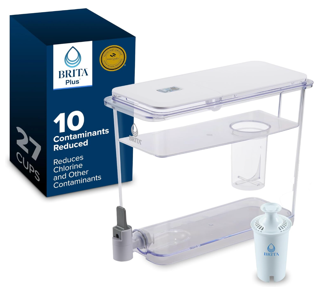 Brita UltraMax Large Water Dispenser with 1 BritaPlus Filter, 27 Cup, White