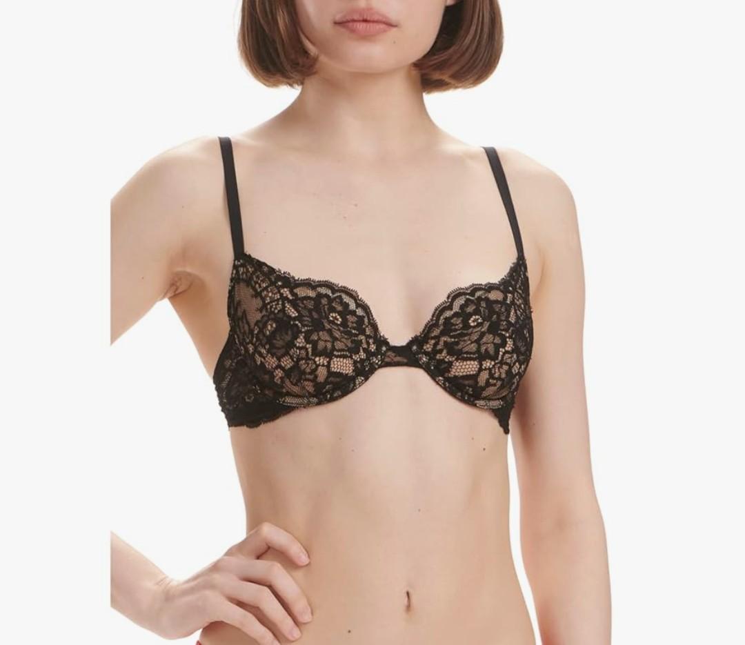 The dairy Fairy Women's Belle Fleur Underline Semi-Demi Bra, Black, 2/S