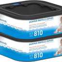 2 Packs Jumbo Square Refills Disposal Bags Refill Compatible with Diaper Genie Compact, Select Pails and Classic Version Pails, Hold Up to 810 Newborn-Sized Diapers Per Refill