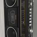 Cassette Player Boombox with Bluetooth, AM/FM/SW Radio & Record to USB, 24W Stereo Sound, 4 Power Modes, Portable Retro Stereo for Indoor Outdoor, Classic Black