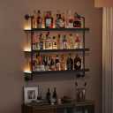 3-Tier Wall Mounted Wine Rack with LED & Black Shelves,47.21"