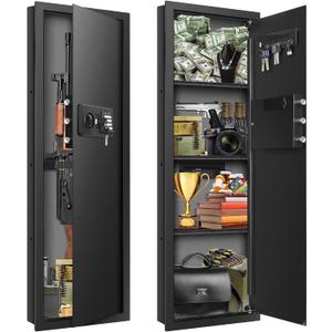 43.3" Tall Fireproof Wall Safes Between the Studs 16" Centers, Electronic Hidden Safe with Removable Shelf, Fireproof in Wall Safe for Money Jewelry Passport (Black Lock)