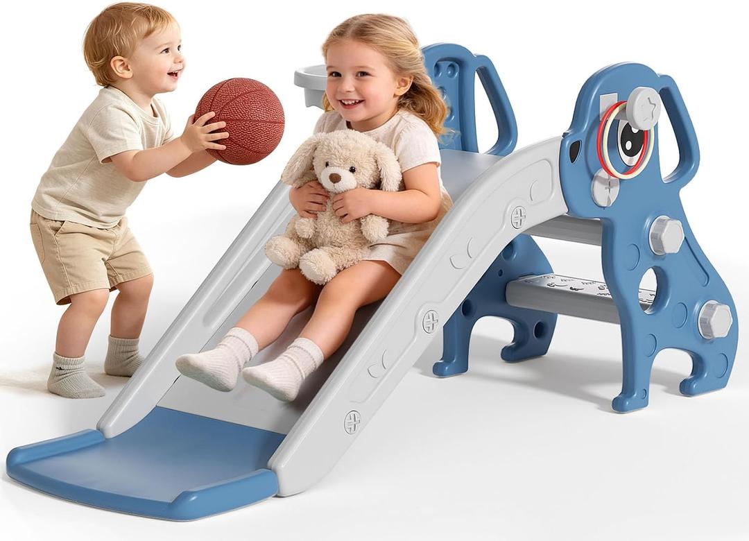 BIERUM Toddler Slide, 4 in 1 Kids Slide for 1-3 Indoor Outdoor, 45.3"x15.7"x19.7"