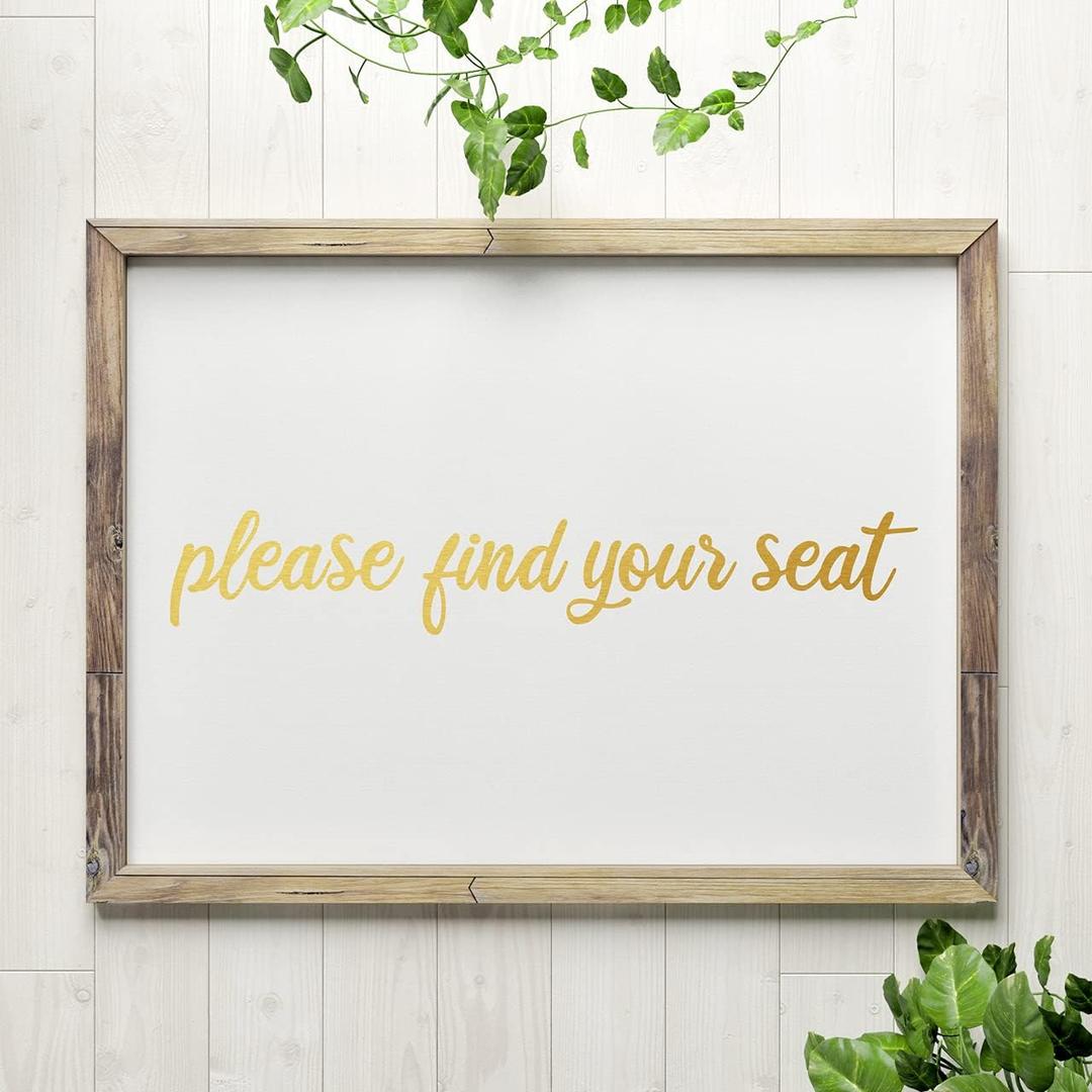 Please Find Your Seat Wedding Decal, Wedding Seating Sign Sticker for Venue, Reception, Party, Special Event | 24" Wide x 4" Tall | Gold | Pick Your Color & Sticker Size