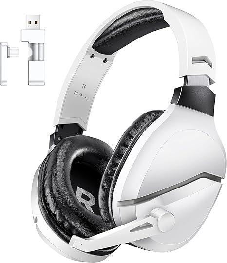 WolfLawS Wireless Gaming Headset with Noise Canceling Microphone for PS5, PC, PS4, 2.4G/Bluetooth Gaming Headphones with USB and Typec Connector, Wired Mode for Controller Gamecube