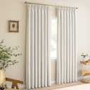Pinch Pleated Linen Blackout Curtains 84 Inches Long Curtains for Bedroom, Thermal Room Darkening Curtains for Living Room, Luxury Window Drapes 2 Panels with Hooks, Beige