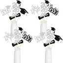 2 x 24Pcs 2026 Graduation Table Centerpieces Silver and Black, Graduation Centerpieces for Tables 2026 Silver Graduation Centerpiece Sticks for 2026 Graduation Party Table Decorations Silver