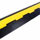 Rubber Cable Ramp Cord Cover Cable Protector Ramps Wire Hose Protective 2 Channel 22000Lbs Load Capacity Traffic Speed Bump for Asphalt Concrete Gravel Driveway Indoor Outdoor, 1 Pack