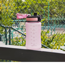 12oz/350ml Chug Lid Water Bottle, Motivational Water Bottle with Time Marker, Leak Proof, School,Sweet Pink