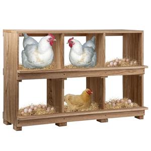 Neoaider Nesting Boxes for Chickens 6 Compartment, Wall-Mounted Wooden Chicken Nesting Box, Ensuring Comfortable Egg Laying, Preventing Egg Falls, Perfect for Backyard and Poultry Farms