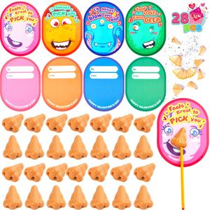 JOYIN 28 pcs I Pick Your Nose Pencil and Sharpener with Valentines Greeting Cards for Kids Party Favor, Classroom Exchange Prizes