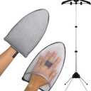 Steamer Hanger Stand with Garment Steamer Ironing Gloves,Garment hanger for steaming clothes,Steam rack for clothes,Handheld garment steamer rack 17"L x 17"W x 63"H, Sharp Gloves + Steamer Rack