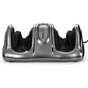 WATERJOY Foot Massager Machine, Shiatsu Kneading and Rolling & Pulsing Foot Massager Stimulates Blood Circulation Deep Kneading for Foot, Ankle, Nerve Pain w/Handle, 4 Massage Modes with Remote (Gray)