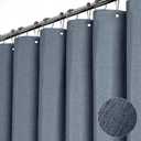BTTN Blue Gray Shower Curtain - Linen Textured Weighted Fabric Shower Curtain Set with 12 Plastic Hooks, Simple Hotel Luxury Waterproof Decortative Bath Curtains for Bathroom, Machine Washable, 72x72