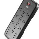 KMC 12-Outlet Surge Protector Power Strip with 8 USB Charging Ports (5V/10A), 2500J,6-Foot Cord