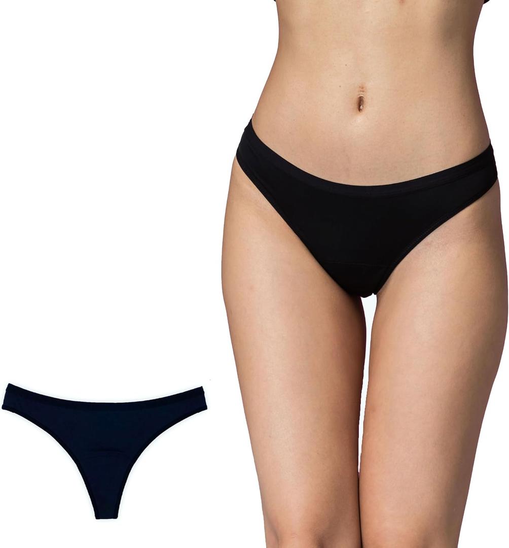 Shero Thong Period Maternity, Postpartum Panties, Leakproof, Odor & Moisture Control Underwear for Women & Teens (Medium, Black)