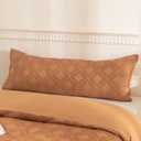 JELLYMONI Pillowcases Body Size Rust 1 Pack Boho Plaid Bed Pillow Covers 20x54in Microfiber Envelope Pillow Shams Tufted Bohemian Jacquard Knit Textured (Pillows are not Included) (03 - Rust - Grid)