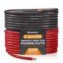 InstallGear 8 Gauge Wire (50ft) Copper Clad Aluminum CAA - Primary Automotive Wire, Car Amplifier Power and Ground Cable, Battery Cable, Car Audio Speaker Stereo, RV Trailer Wiring Welding Cable 8ga (Red + Black)