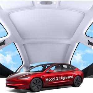 2025 Upgrade Sunshade Roof for Tesla Model 3 Highland Accessories, [No-Gap] Nano Ice Crystal Heat Insulation Class Roof Sun Shade for Tesla Model 3 Highland 2025 2024-2pcs