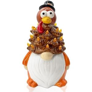 FUTBU Thanksgiving Turkey Gnomes Ceramic Tree Decor, Thanksgiving Decorations for Home Turkey Ceramic Tree with Light Up, Thanks Gnome Figurines for Table Centerpieces Home Decor Indoor Outdoor Party