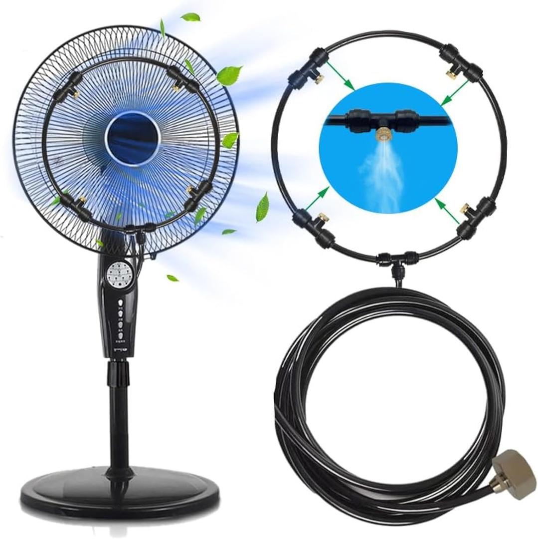 Fan Misting Kit Fan Misters for Cooling Outdoor Misting Fans for Outside 20 Inches Misters for Outside Patio with 9.85FT Misting Tube and 4 Brass Mist Nozzles for Garden Barbecues Parties (20 IN)