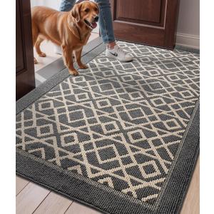 LUMI Entryway Floor Mat 36x60, Deep Mud Removal and Water Absorption, Dustproof and Wear-Resistant, Easy to Clean, Suitable for Home/Office, Dark Grey