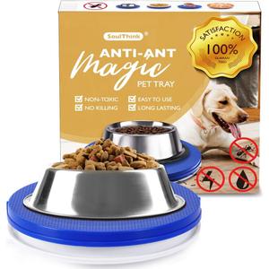 SoulThink Ant Proof Cat Dog Bowl Tray - New Innovation Anti Ant Pet Food Dish Indoor No Chemical No Water Needed Different from Traditional Ant Trap (Royal Blue)