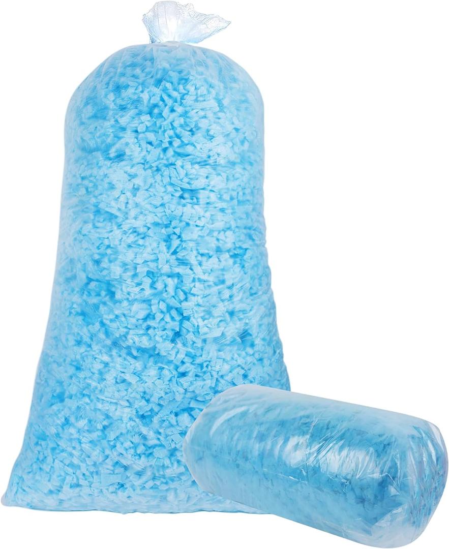 DR.DUDU 10lbs Shredded Memory Foam Filling for Bean Bag Filler, Soft and Convenient Pillow Stuffing Foam for Couch Cushion Dog Bed Chair Arts Crafts, Added Gel Particles (Blue)