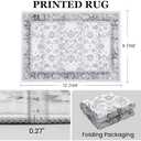 Zentavio 9x12 Washable Area Rugs, Vintage Non-Slip Floral Living Room Rug, Indoor Foldable Floor Thin Low Pile Carpet for Farmhouse Bedroom Dining Room Grey