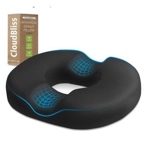Donut Pillow Seat Cushion Chair Pad for Tailbone Pain Relief and Hemorrhoids, Memory Foam Seat Chair Cushion for Postpartum Pregnancy, Seat Cushions for Men and Women for Home & Office, (Black)