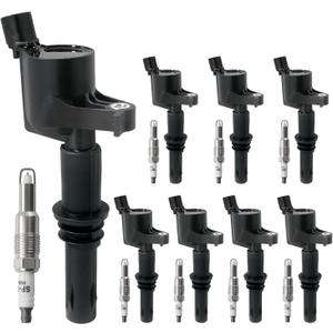 Set of 8 Ignition Coil Packs & Spark Plugs Compatible with 5.4L V8 2004-2008 Ford Expedition F150 F250 F350 Super Duty, Lincoln Mark LT Navigator Replace DG511 FD508 C1541 SP546 (Straight Black Boot)