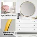 Round Gold Mirror, 30 Inch Circle Gold Mirror, Metal Frame Round Wall Mounted Mirrors for Bathroom, Living Room, Bedroom, Entryway, Vanity, Golden, Brass