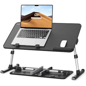 SAIJI Height & Angle Adjustable Laptop Stand for Bed, Lap Desk Bed Tray Table, Light Weight Foldable Portable Laptop Table for Couch Sofa Chair Floor Desk for Adults, Kids (52*30cm Black)